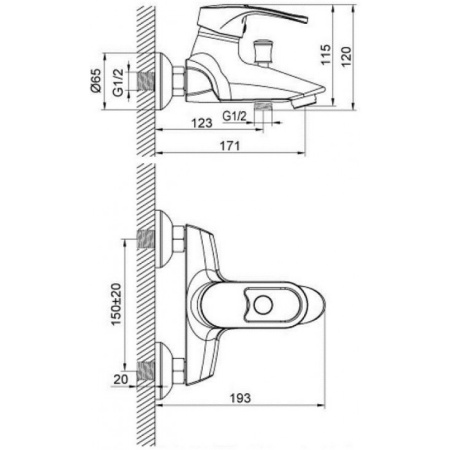Смеситель для ванны с душем KAISER Aurora (67022)